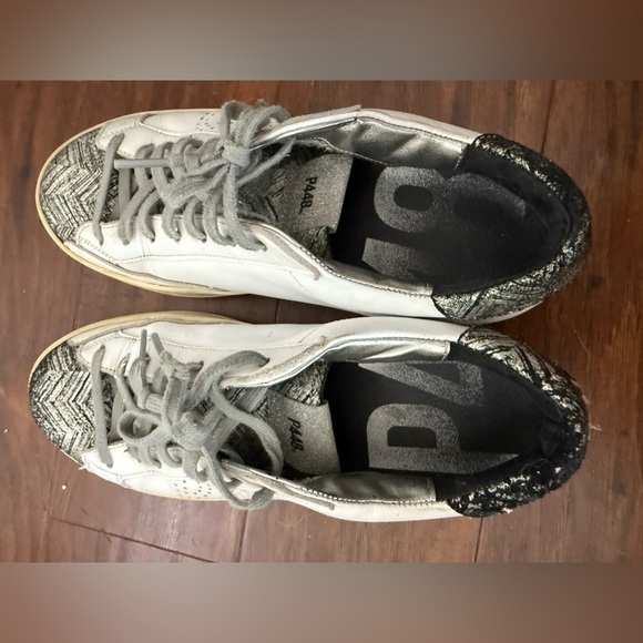 P448 Absract Print Sneakers - White and Black-Size 38 Euro, Size 8 US - Picture 7 of 14